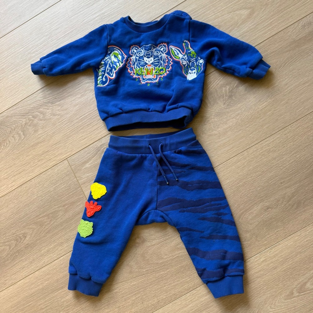 A7 Kenzo Kids Royal‎ Blue Tiger Embroidered Sweatshirt and Joggers Set 12M - 74